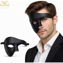 Nessi World Siyah Yarım Erkek Maske – Phantom Parti &amp; Balo Maskesi