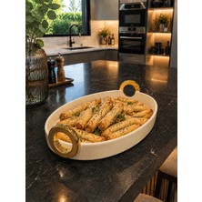 Arow Dekoratif Oval Sunumluk Krem-26/36 cm