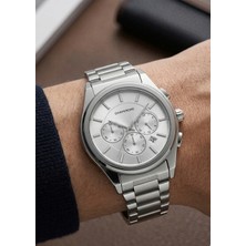 Chaperone Erkek Silver Metal Kordon Beyaz Kadran Fonksiyonlu Kol Saati 2 Yıl Garantili
