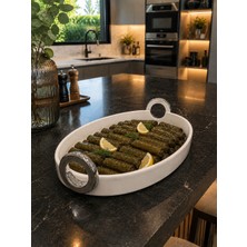 Arow Dekoratif Oval Sunumluk Beyaz-26/36 cm