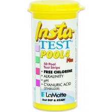 LAMOTTE Insta-Test 4 Plus Havuz Test Çubukları 50 Adet Serbest Klor, Brom, Alkalinite, pH Ölçümü