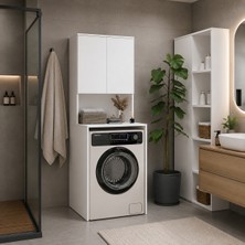 adore mobilya Çamaşır Makinesi Dolabı Mat Beyaz 65 x 182 x 60 cm (Gxyxd)