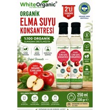 White Organic Organik Elma Suyu Konsantresi 330 gr 2'li Set Glütensiz Vegan Şeker Ilavesiz