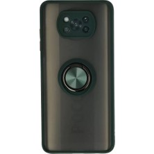İntora Pocophone X3 Kılıf Montreal Yüzüklü Silikon Kapak - Yeşil