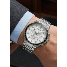Chaperone Erkek Silver Metal Kordon Beyaz Kadran Fonksiyonlu Kol Saati 2 Yıl Garantili