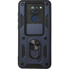 İntora Redmi Note 9 Kılıf Pars Lens Yüzüklü Silikon - Lacivert