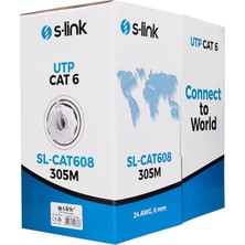 S-Lınk SL-CAT608 305MT 6mm 24AWG Cat6 Kablo Gri