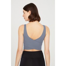 Los Ojos Antrasit Hafif Destekli Crop Top Spor Büstiyer Nefes Alabilir Yapı ile Gün Boyu Konfor