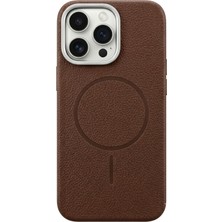 Kzn Tech iPhone 13 Pro Uyumlu Deri Görünümlü M-Safe Destekli Silikon Kılıf