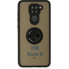 İntora Redmi Note 9 Kılıf Montreal Yüzüklü Silikon Kapak - Siyah