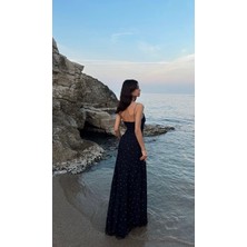 Nihanello Butik Puantiyeli Uzun Elbise