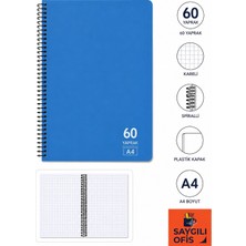 Mikro Saygılıofis 60 Yaprak A4 Spiralli Pp Kapak Kareli Defter