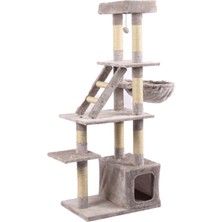 Tommy Çok Katlı Lüks Kedi 60X40X148 Evli Tırmalama Gri