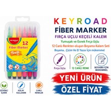 Keyroad Fiber Marker Fırça Uçlu Keçeli Kalem 12 Renk