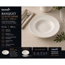 Bonnami Bonna Banquet Beyaz Porselen Çukur Yemek ve Sunum Tabağı 23 cm - 300 cc