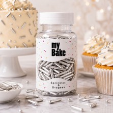 My Bake Gümüş Çubuk Draje – Modern ve Şık Pasta Süsü