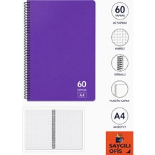 Mikro Saygılıofis 60 Yaprak A4 Spiralli Pp Kapak Kareli Defter
