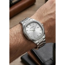 Chaperone Erkek Silver Metal Kordon Gümüş Kadran Kare Kasa Kol Saati 2 Yıl Garantili