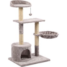 Tommy Çok Katlı Lüks Kedi 46X46X116 Evli Tırmalama Gri