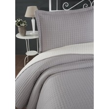 Livoras Home Elisa Dolgulu Çift Taraflı Çift Kişilik 240X260 cm Yastıklı Yatak Örtüsü Gri