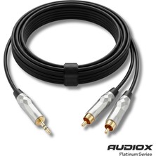 AUDIOX Platinum Series Aux To Rca Kablo 3.5 mm Stereo Jak 2x Rca Erkek Telefon Tv Pc Amfi Ses Kablosu