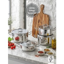 Fms Vizyon 8 Parça Tencere Seti Metal Kulp | 18/10 Paslanmaz Çelik | Indüksiyon Taban |