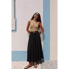 Sateen Kloş Etek - Siyah