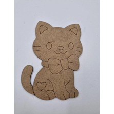 Mu Art Ahşap 15 Adet Sevimli Papyonlu Kedi Ahşap Boyama Okul Diy Etkinlik Aktivite Sanat 15 cm x 12 cm