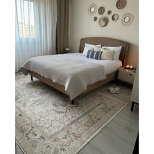 Halımax Dara 55 Krem Etnik Vintage Halı Yıkanabilir Kaymaz Taban Modern Halı Salon, Oturma Odası Mutfak Yatak Odası ve Antre Halısı