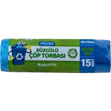 Protex Büzgülü Çöp Torbası Kokusuz 65 x 70 cm 15'li (6'li Paket)