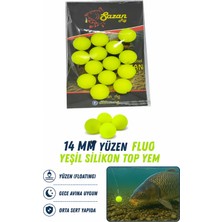 Sr Sazanrig 14 mm Yüzen Silikon Fluo Yeşil Top (14 Adet)