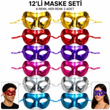 NW NessiWorld Metalik Venedik Toptan Parti Maskesi Seti – 6 Renk Karışık