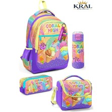 Coral High Milka Dondurma Desenli 4'lü Okul Çanta Seti
