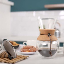 Linan Ware Chemex Filtre Kahve Demleme 600 ml Isıya Dayanıklı Borosilikat Cam Çelik Filtre Aparatlı