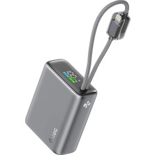 Ttec Recharger Pro Tft 10.000MAH Pd 20W Usb-C ve Lightning Dahili Kablolu Taşınabilir Hızlı Şarj Aleti Powerbank Uzay Grisi 2BB278UG