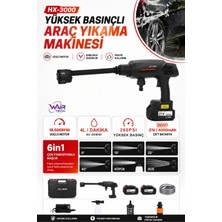 Wair Teknoloji HX-3000 Profesyonel Yüksek Basınçlı Araç Yıkama Makinesi 260 Psı 18.500 Rpm Çift Bataryalı Şarjlı Tabanca