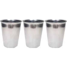Herşey Trend Herşeytrend 3 Adet Paslanmaz Çelik Krom Bardak 9 x 7,5 x 5,5cm