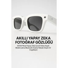 Sepetopia Beyaz Aı Akıllı Gözlük No 22 Kameralı Bluetooth Birinci Şahıs Çekim Kamera Mikrofon ve Hopar
