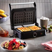 Empressco Pratik Waffle ve Tost Makinesi, Siyah, Kolay Kullanım ve Temizlik