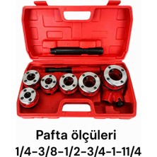 Beyaz Boru Pafta Takımı 1/4 - 3/8 - 1/2 - 3/4 - 1" - 1-1/4 7 Li Set