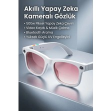 Sepetopia Beyaz Aı Akıllı Gözlük No 18 Kameralı Bluetooth Beyaz Çerçeveli Kamera Mikrofonlu Akıllı G�