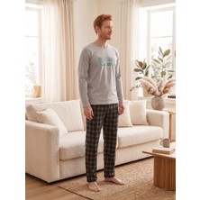 Sleeproom Erkek Mevsimlik Uzun Kollu Strong Bej Pijama Takım