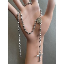 Yada Unique 4mm Gümüş Gri Hematit Doğal Taş Katolik Hristiyan Rosary Tesbih