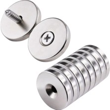 Eco Lounge 50 Adet 25X10/5X5,5 mm Neodyum Mıknatıs Havşa Delikli Magnet Vida Atılabilir N35 Nikel Paslanmaz