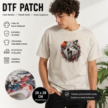Tişört Kodu Kurt Desenli Dtf Patch – 26 × 28 cm