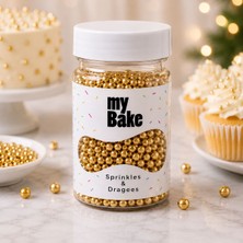 My Bake Gold 3 No Yuvarlak Draje – Parlak Pasta ve Tatlı Süsleme Drajes