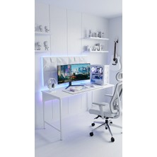 Nexus Oyuncu Masası 60X140 Cm, Beyaz Renk Bilgisayar Masası, Gamer Masası, Gaming Masa