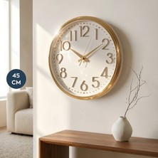 Homing Flint Beyaz Gold 45 cm Yuvarlak Duvar Saati Minimalist Tasarım Ev Ofis Uyumlu