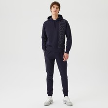 Lacoste Unisex Relax Fit Kapüşonlu Baskılı Lacivert Sweatshirt