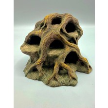 3 Boyut Endüstriyel 17 x 12 cm Sürüngen ve Kemirgenler Için Teraryum Dekor, Würzelhöhlen, %100 El Boyaması